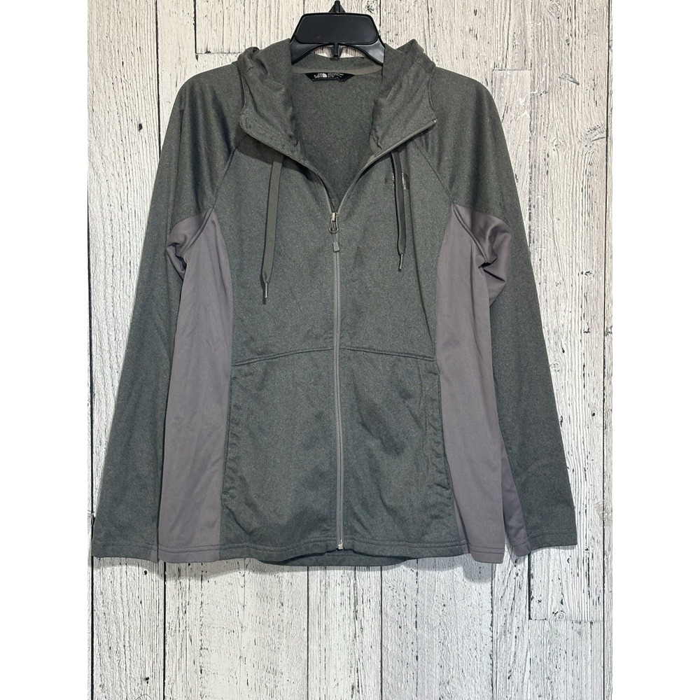 North Face Women's Gray Sweatshirt Size XL Zip Hooded Pockets Fleece Outdoor